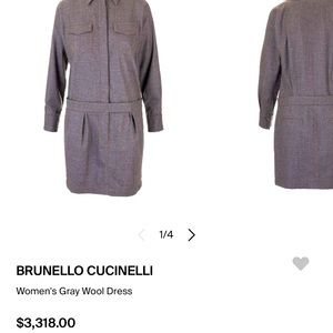 brunello cucinelli grey wool dress new sold out never worn $3318